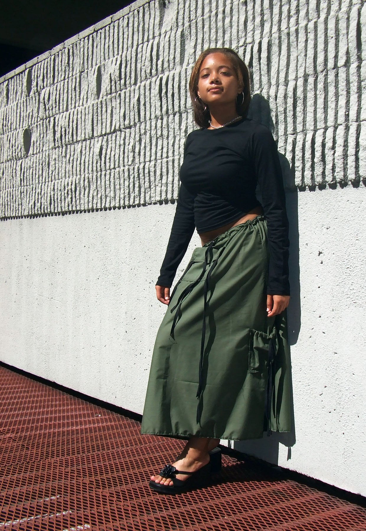 【THE MOZZ】Vita Pocket Skirt Dark Green Midi skirt with pockets 4970 – XiaoLizi